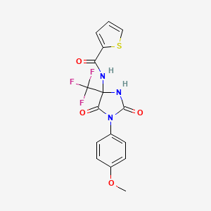 N-[1-(4-methoxyphenyl)-2,5-dioxo-4-(trifluoromethyl)imidazolidin-4-yl]thiophene-2-carboxamide