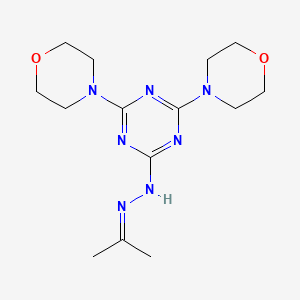 molecular formula C14H23N7O2 B11504833 2,4-Di(morpholin-4-yl)-6-[2-(propan-2-ylidene)hydrazinyl]-1,3,5-triazine 