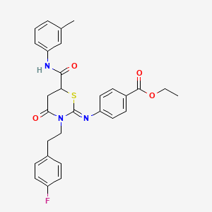 ethyl 4-({(2Z)-3-[2-(4-fluorophenyl)ethyl]-6-[(3-methylphenyl)carbamoyl]-4-oxo-1,3-thiazinan-2-ylidene}amino)benzoate