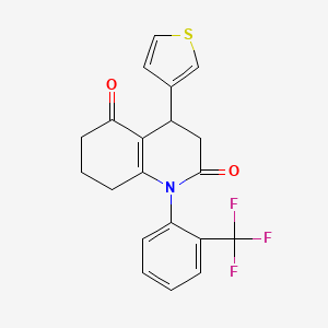 molecular formula C20H16F3NO2S B11504886 4-(thiophen-3-yl)-1-[2-(trifluoromethyl)phenyl]-4,6,7,8-tetrahydroquinoline-2,5(1H,3H)-dione 