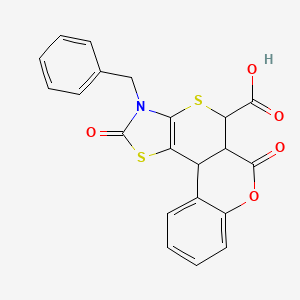 14-benzyl-9,15-dioxo-8-oxa-12,16-dithia-14-azatetracyclo[8.7.0.02,7.013,17]heptadeca-2,4,6,13(17)-tetraene-11-carboxylic acid