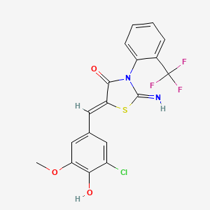 (5Z)-5-[(3-chloro-4-hydroxy-5-methoxyphenyl)methylidene]-2-imino-3-[2-(trifluoromethyl)phenyl]-1,3-thiazolidin-4-one