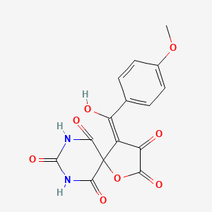 molecular formula C15H10N2O8 B11504973 3-Hydroxy-4-[(4-methoxyphenyl)carbonyl]-1-oxa-7,9-diazaspiro[4.5]dec-3-ene-2,6,8,10-tetrone 