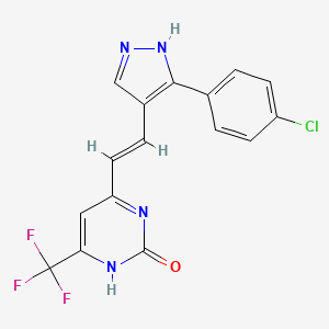 4-{(E)-2-[3-(4-chlorophenyl)-1H-pyrazol-4-yl]ethenyl}-6-(trifluoromethyl)pyrimidin-2-ol