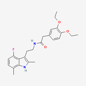 molecular formula C24H29FN2O3 B11505031 2-(3,4-diethoxyphenyl)-N-[2-(4-fluoro-2,7-dimethyl-1H-indol-3-yl)ethyl]acetamide 