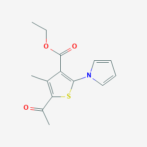 molecular formula C14H15NO3S B11505079 ethyl 5-acetyl-4-methyl-2-(1H-pyrrol-1-yl)thiophene-3-carboxylate 