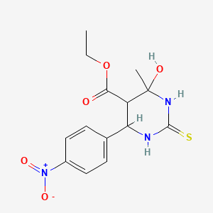 Ethyl 4-hydroxy-4-methyl-6-(4-nitrophenyl)-2-sulfanylidene-1,3-diazinane-5-carboxylate