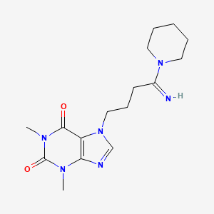 molecular formula C16H24N6O2 B11505132 7-(4-Imino-4-piperidin-1-yl-butyl)-1,3-dimethyl-3,7-dihydro-purine-2,6-dione 