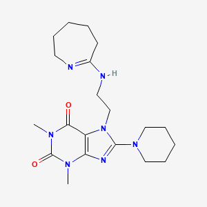 molecular formula C20H31N7O2 B11505197 7-{2-[(2E)-azepan-2-ylideneamino]ethyl}-1,3-dimethyl-8-(piperidin-1-yl)-3,7-dihydro-1H-purine-2,6-dione 