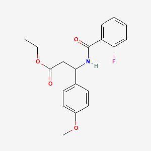 molecular formula C19H20FNO4 B11505208 Propionic acid, 3-(2-fluorobenzoylamino)-3-(4-methoxyphenyl)-, ethyl ester 