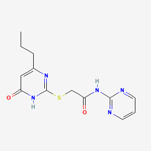 molecular formula C13H15N5O2S B11505216 2-[(4-hydroxy-6-propylpyrimidin-2-yl)sulfanyl]-N-(pyrimidin-2-yl)acetamide 