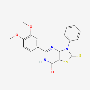 molecular formula C19H15N3O3S2 B11505224 5-(3,4-dimethoxyphenyl)-3-phenyl-2-thioxo-2,3-dihydro[1,3]thiazolo[4,5-d]pyrimidin-7(6H)-one 