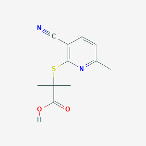 molecular formula C11H12N2O2S B11505234 2-[(3-Cyano-6-methylpyridin-2-yl)sulfanyl]-2-methylpropanoic acid 