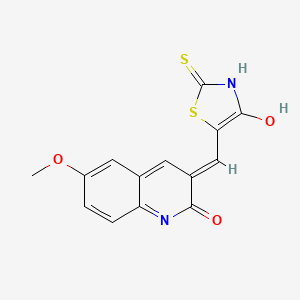 molecular formula C14H10N2O3S2 B11505248 (5E)-5-[(2-hydroxy-6-methoxyquinolin-3-yl)methylidene]-2-thioxo-1,3-thiazolidin-4-one 