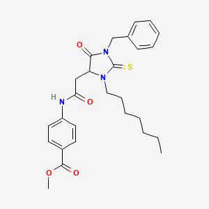 Methyl 4-{[(1-benzyl-3-heptyl-5-oxo-2-thioxoimidazolidin-4-yl)acetyl]amino}benzoate