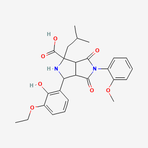 molecular formula C26H30N2O7 B11505279 3-(3-Ethoxy-2-hydroxyphenyl)-5-(2-methoxyphenyl)-1-(2-methylpropyl)-4,6-dioxooctahydropyrrolo[3,4-c]pyrrole-1-carboxylic acid 