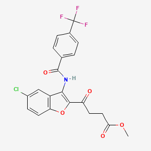 molecular formula C21H15ClF3NO5 B11505287 Methyl 4-[5-chloro-3-({[4-(trifluoromethyl)phenyl]carbonyl}amino)-1-benzofuran-2-yl]-4-oxobutanoate 