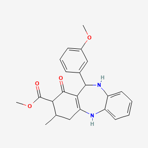 molecular formula C23H24N2O4 B11505308 methyl 11-(3-methoxyphenyl)-3-methyl-1-oxo-2,3,4,5,10,11-hexahydro-1H-dibenzo[b,e][1,4]diazepine-2-carboxylate 