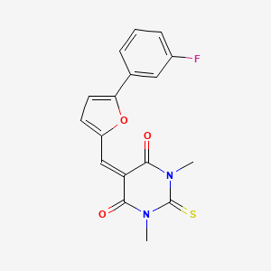 molecular formula C17H13FN2O3S B11505376 5-{[5-(3-fluorophenyl)furan-2-yl]methylidene}-1,3-dimethyl-2-thioxodihydropyrimidine-4,6(1H,5H)-dione 