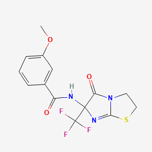 molecular formula C14H12F3N3O3S B11505382 Benzamide, 3-methoxy-N-(5-oxo-6-trifluoromethyl-2,3,5,6-tetrahydroimidazo[2,1-b]thiazol-6-yl)- 