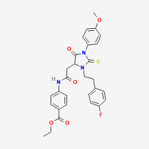 Ethyl 4-[({3-[2-(4-fluorophenyl)ethyl]-1-(4-methoxyphenyl)-5-oxo-2-thioxoimidazolidin-4-yl}acetyl)amino]benzoate