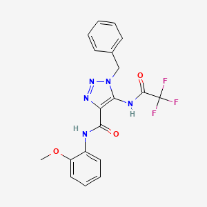 molecular formula C19H16F3N5O3 B11505433 1-benzyl-N-(2-methoxyphenyl)-5-[(2,2,2-trifluoroacetyl)amino]triazole-4-carboxamide 