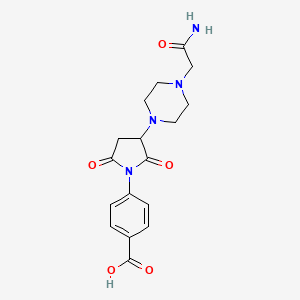 molecular formula C17H20N4O5 B11505450 4-{3-[4-(2-Amino-2-oxoethyl)piperazin-1-yl]-2,5-dioxopyrrolidin-1-yl}benzoic acid 