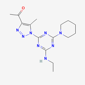 molecular formula C15H22N8O B11505456 Ethanone, 1-[1-(4-ethylamino-6-piperidin-1-yl-[1,3,5]triazin-2-yl)-5-methyl-1H-[1,2,3]triazol-4-yl]- 