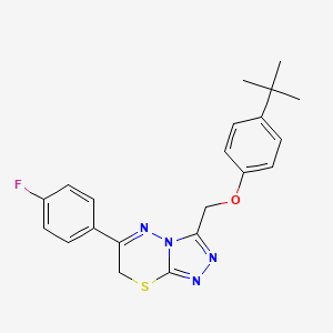 molecular formula C21H21FN4OS B11505474 3-[(4-tert-butylphenoxy)methyl]-6-(4-fluorophenyl)-7H-[1,2,4]triazolo[3,4-b][1,3,4]thiadiazine 