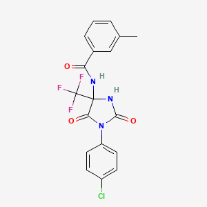 molecular formula C18H13ClF3N3O3 B11505530 N-[1-(4-chlorophenyl)-2,5-dioxo-4-(trifluoromethyl)imidazolidin-4-yl]-3-methylbenzamide 