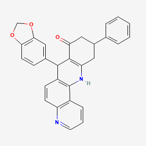 molecular formula C29H22N2O3 B11505560 7-(1,3-benzodioxol-5-yl)-10-phenyl-7,10,11,12-tetrahydrobenzo[b][1,7]phenanthrolin-8(9H)-one 