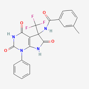 molecular formula C21H15F3N4O4 B11505577 3-methyl-N-[2,4,6-trioxo-1-phenyl-5-(trifluoromethyl)-2,3,4,5,6,7-hexahydro-1H-pyrrolo[2,3-d]pyrimidin-5-yl]benzamide 