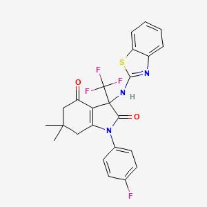 3-(1,3-benzothiazol-2-ylamino)-1-(4-fluorophenyl)-6,6-dimethyl-3-(trifluoromethyl)-3,5,6,7-tetrahydro-1H-indole-2,4-dione