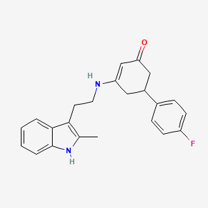 molecular formula C23H23FN2O B11505591 5-(4-fluorophenyl)-3-{[2-(2-methyl-1H-indol-3-yl)ethyl]amino}cyclohex-2-en-1-one 