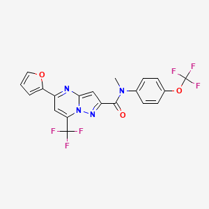 molecular formula C20H12F6N4O3 B11505617 5-(furan-2-yl)-N-methyl-N-[4-(trifluoromethoxy)phenyl]-7-(trifluoromethyl)pyrazolo[1,5-a]pyrimidine-2-carboxamide 