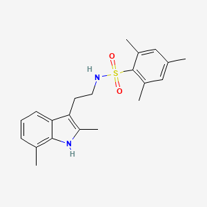 molecular formula C21H26N2O2S B11505630 N-[2-(2,7-dimethyl-1H-indol-3-yl)ethyl]-2,4,6-trimethylbenzenesulfonamide 