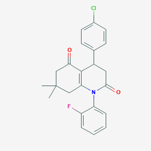 molecular formula C23H21ClFNO2 B11505635 4-(4-chlorophenyl)-1-(2-fluorophenyl)-7,7-dimethyl-4,6,7,8-tetrahydroquinoline-2,5(1H,3H)-dione 