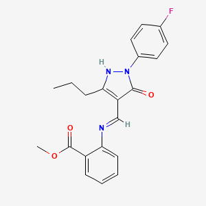 methyl 2-({(Z)-[1-(4-fluorophenyl)-5-oxo-3-propyl-1,5-dihydro-4H-pyrazol-4-ylidene]methyl}amino)benzoate