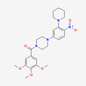 molecular formula C25H32N4O6 B11505657 {4-[4-Nitro-3-(piperidin-1-yl)phenyl]piperazin-1-yl}(3,4,5-trimethoxyphenyl)methanone 