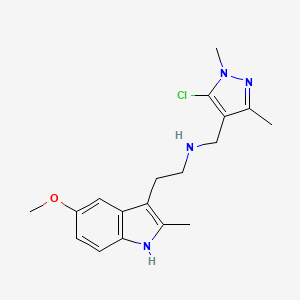 molecular formula C18H23ClN4O B11505661 N-[(5-chloro-1,3-dimethyl-1H-pyrazol-4-yl)methyl]-2-(5-methoxy-2-methyl-1H-indol-3-yl)ethanamine 