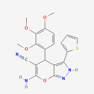 6-Amino-3-(thiophen-2-yl)-4-(2,3,4-trimethoxyphenyl)-1,4-dihydropyrano[2,3-c]pyrazole-5-carbonitrile