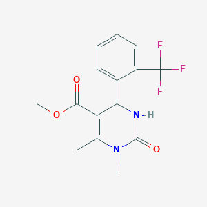 molecular formula C15H15F3N2O3 B11505670 Methyl 1,6-dimethyl-2-oxo-4-[2-(trifluoromethyl)phenyl]-1,2,3,4-tetrahydropyrimidine-5-carboxylate 