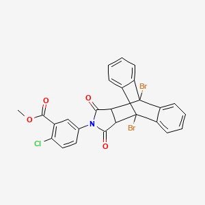 Methyl 2-chloro-5-(1,8-dibromo-16,18-dioxo-17-azapentacyclo[6.6.5.0~2,7~.0~9,14~.0~15,19~]nonadeca-2,4,6,9,11,13-hexaen-17-yl)benzoate (non-preferred name)