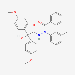 molecular formula C30H28N2O5 B11505705 N'-[2-hydroxy-2,2-bis(4-methoxyphenyl)acetyl]-N-(3-methylphenyl)benzohydrazide 