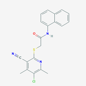 molecular formula C20H16ClN3OS B11505715 2-[(5-chloro-3-cyano-4,6-dimethylpyridin-2-yl)sulfanyl]-N-(naphthalen-1-yl)acetamide 