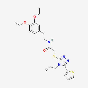 molecular formula C23H28N4O3S2 B11505734 N-[2-(3,4-diethoxyphenyl)ethyl]-2-{[4-(prop-2-en-1-yl)-5-(thiophen-2-yl)-4H-1,2,4-triazol-3-yl]sulfanyl}acetamide 