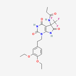 molecular formula C22H25F3N4O6 B11505740 N-{1-[2-(3,4-diethoxyphenyl)ethyl]-2,4,6-trioxo-5-(trifluoromethyl)-2,3,4,5,6,7-hexahydro-1H-pyrrolo[2,3-d]pyrimidin-5-yl}propanamide 