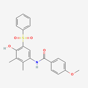 molecular formula C22H21NO5S B11505758 N-[5-(benzenesulfonyl)-4-hydroxy-2,3-dimethylphenyl]-4-methoxybenzamide 