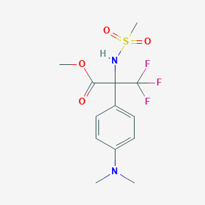 molecular formula C13H17F3N2O4S B11505770 Propionic acid, 2-(4-dimethylaminophenyl)-3,3,3-trifluoro-2-methanesulfonylamino-, methyl ester 