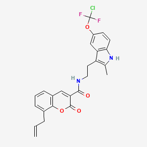 molecular formula C25H21ClF2N2O4 B11505781 N-(2-{5-[chloro(difluoro)methoxy]-2-methyl-1H-indol-3-yl}ethyl)-2-oxo-8-(prop-2-en-1-yl)-2H-chromene-3-carboxamide 